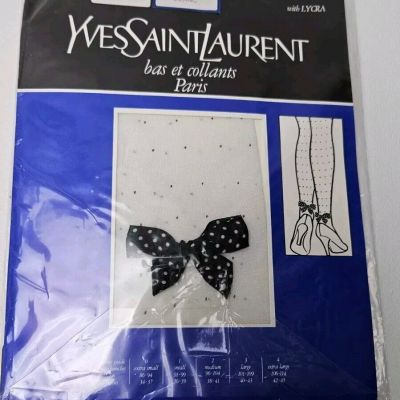 Vintage NEW YVES SAINT LAURENT Collant Strumpfhose Tights Polka-Dot Bow Tie